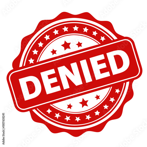 Red Denied Stamp with Stars in Circular Design