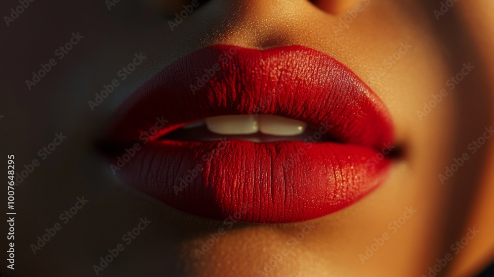 Close-up of a Woman's Mouth with Red Lipstick Close-up of a Woman's Mouth with Red Lipstick