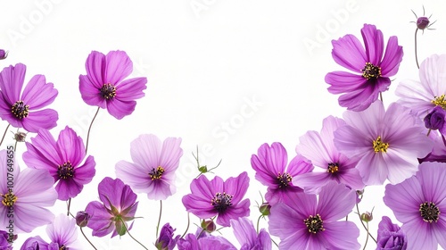 Vibrant Purple Flowers on a White Background