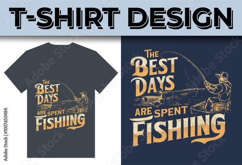 Fishing creative t-shirt emblem typography illustration design  template 