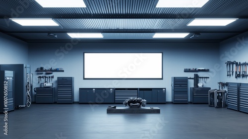 3D Empty Auto Workshop with Modern Design