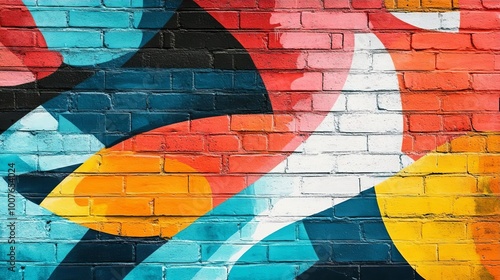 Colorful Abstract Graffiti on Brick Wall