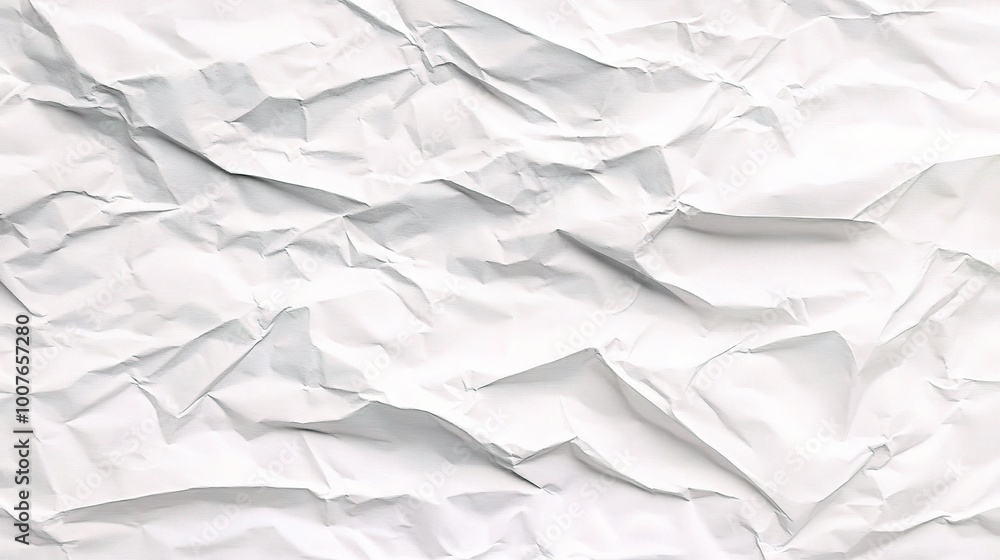 Crumpled White Paper Background for Text or Design