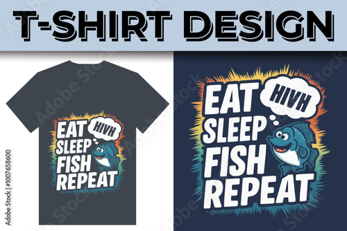 Fishing creative t-shirt emblem typography illustration design  template 