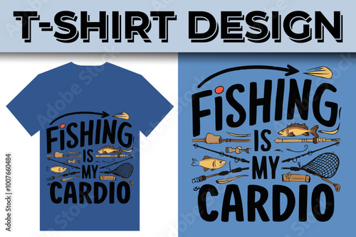 Fishing creative t-shirt emblem typography illustration design  template 