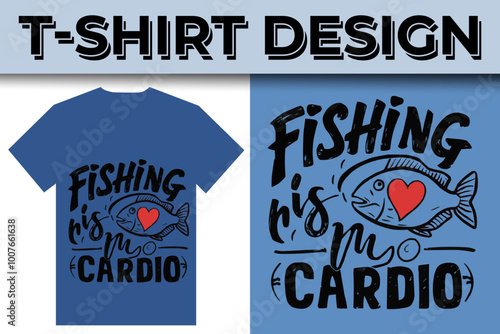 Fishing creative t-shirt emblem typography illustration design  template 