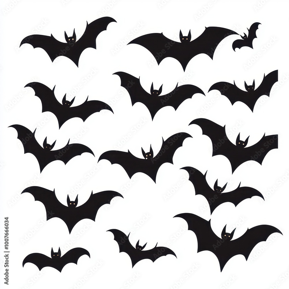 A Halloween bat window decal, spooky bat silhouettes, adhesive decor, isolated on white background A Halloween bat window decal, spooky bat silhouettes, adhesive decor, isolated on white background