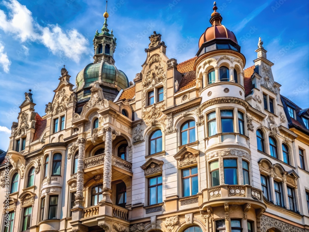 Jugendstil Architecture in Leipzig City Center Featuring Intricate Facades and Elegant Design Elements