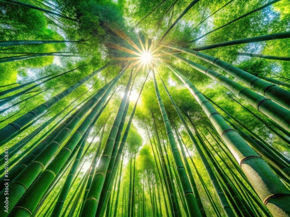 Lush Green Bamboo Forest in Spring with Sunlight Filtering Through Leaves Close Up Tracking Shot Lush Green Bamboo Forest in Spring with Sunlight Filtering Through Leaves Close Up Tracking Shot
