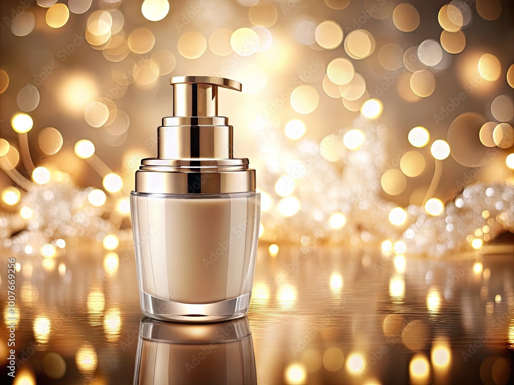 Luxurious Background of Cosmetic Lotion Cream with Soft Lighting and Elegant Packaging Displayed Luxurious Background of Cosmetic Lotion Cream with Soft Lighting and Elegant Packaging Displayed