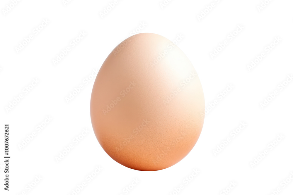 A single, freshly laid organic egg resting gently on a stark white surface. The focus is on the egg's smooth texture and natural color isolate on white background. A single, freshly laid organic egg resting gently on a stark white surface. The focus is on the egg's smooth texture and natural color isolate on white background.