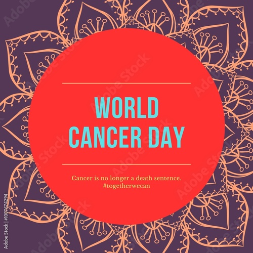 Orange Mandala World Cancer Day Social Media Graphic (3500 x 3500 px) - 1 photo