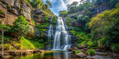 Majestic Waterfall Cascading Through Lush Greenery in Gibraltar Range National Park, Australia