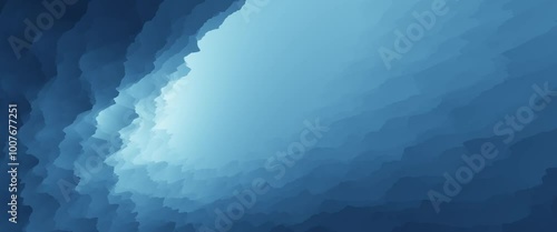 Flying through misty blue ice cave with glowing light at the end of the tunnel -  looped 4k ultrawide 2:39:1 cinemascope aspect ratio
