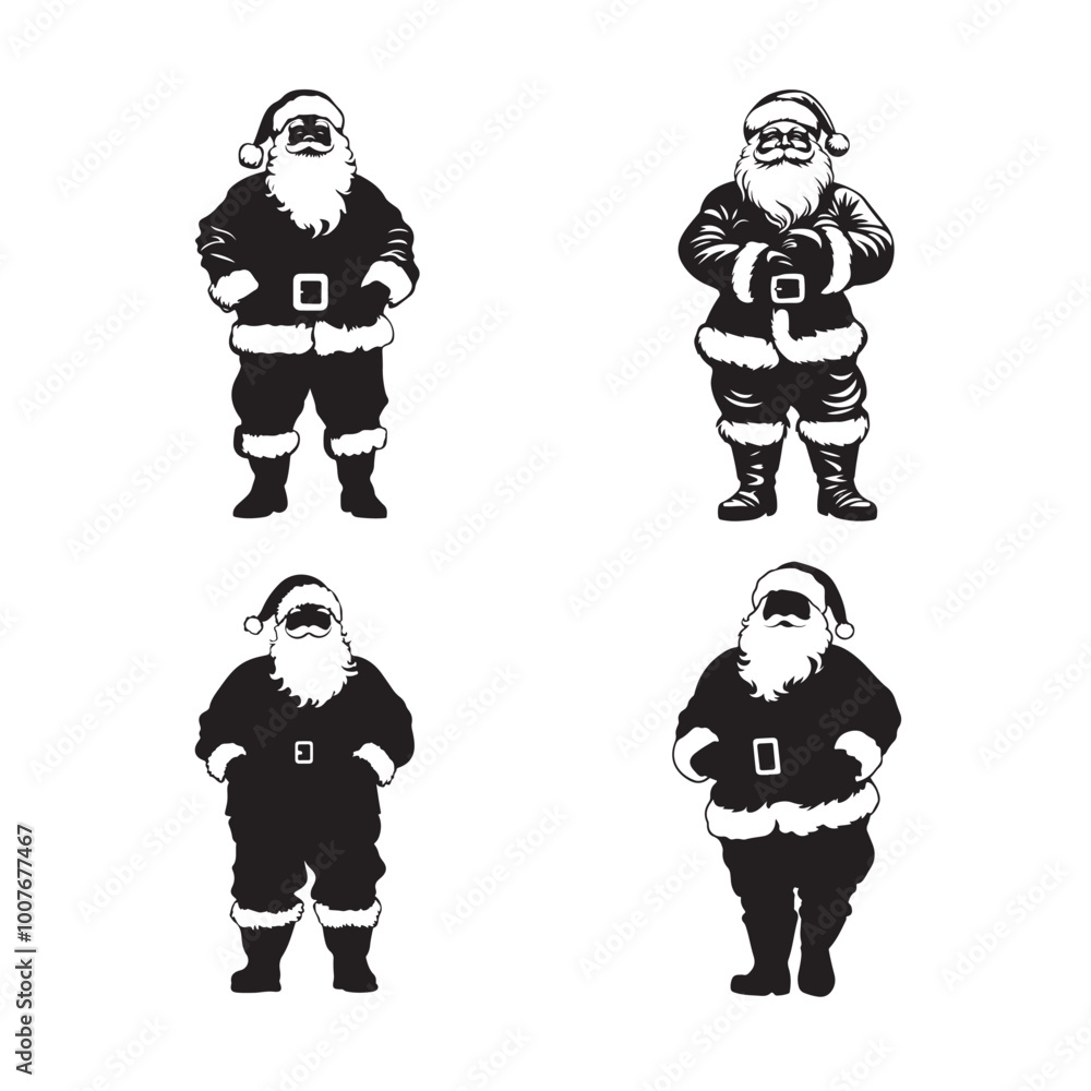 set of santaclaus vector silhouette set of santaclaus vector silhouette