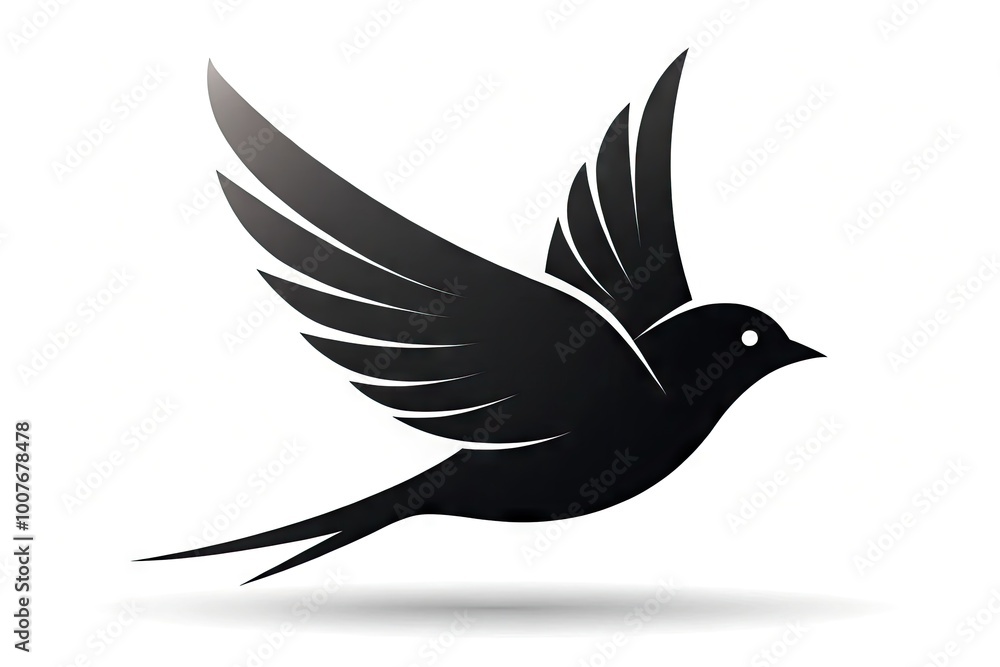 Obraz premium Minimalist Flying Bird Icon Design for Nature and Wildlife Themes in Graphic and Digital Artworks