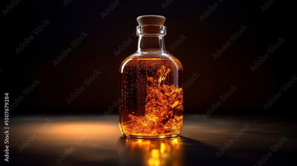 Golden liquid in a bottle Golden liquid in a bottle