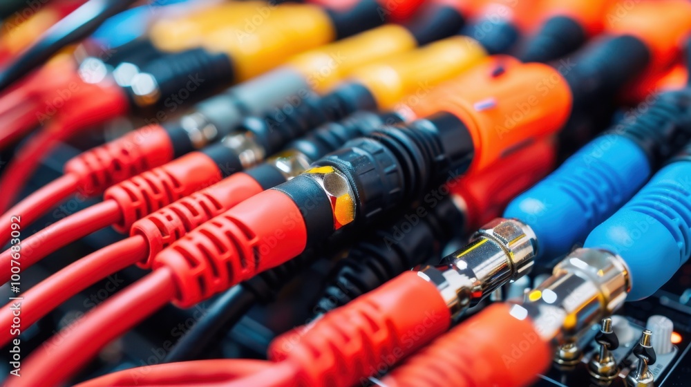 Close-up of Colorful Audio Cable Connections Close-up of Colorful Audio Cable Connections