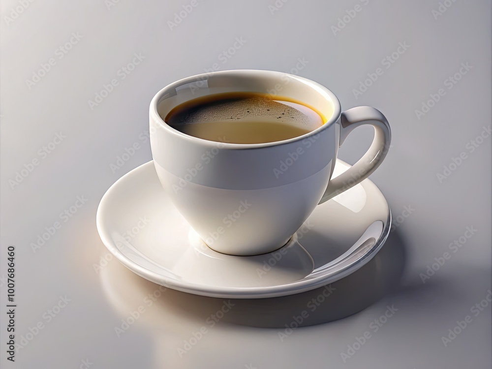 Realistic 3D Rendering of a White Coffee Cup Isolated on a Clean Background for Creative Projects Realistic 3D Rendering of a White Coffee Cup Isolated on a Clean Background for Creative Projects