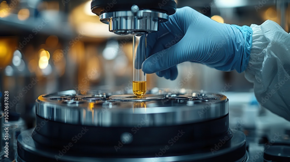 Laboratory Experiment with Test Tube and Microscopy Gear Laboratory Experiment with Test Tube and Microscopy Gear