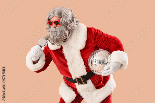 Cool Santa Claus with micro...