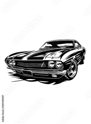  Muscle car | Vintage Car | American Sports Car | Racing Car | Classic Car | Car | Car Lover | Mustang | Original Illustration | Vector and Clipart | Cutfile and Stencil