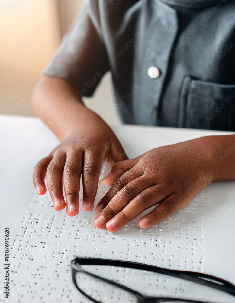 World braille day concept with blind person reading braille text touching the relief on book with finger
World braille day concept with blind person reading braille text touching the relief on book with finger