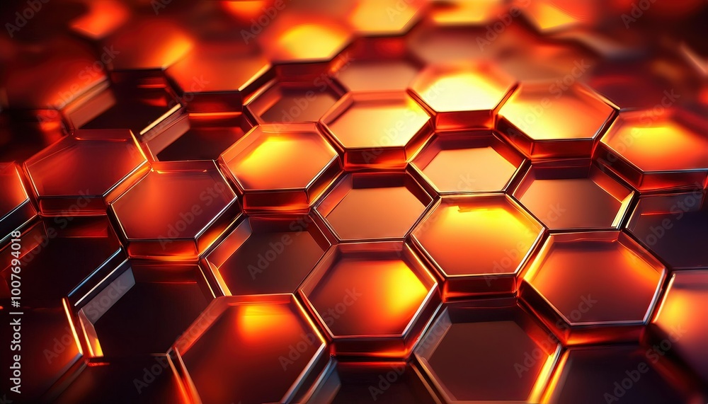 Hexagonal Glass Mosaic Background in Fiery Orange Hexagonal Glass Mosaic Background in Fiery Orange