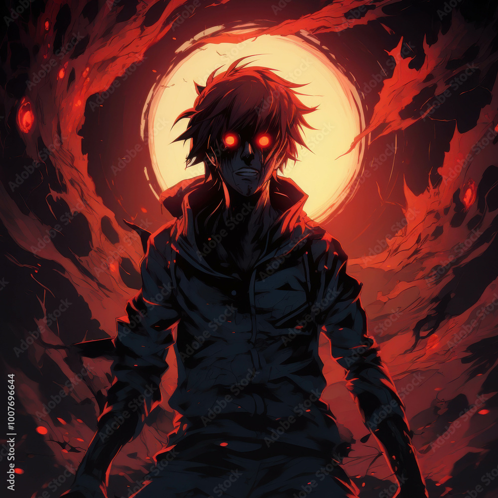 Anime Character Transforming Into Zombie at Night Anime Character Transforming Into Zombie at Night