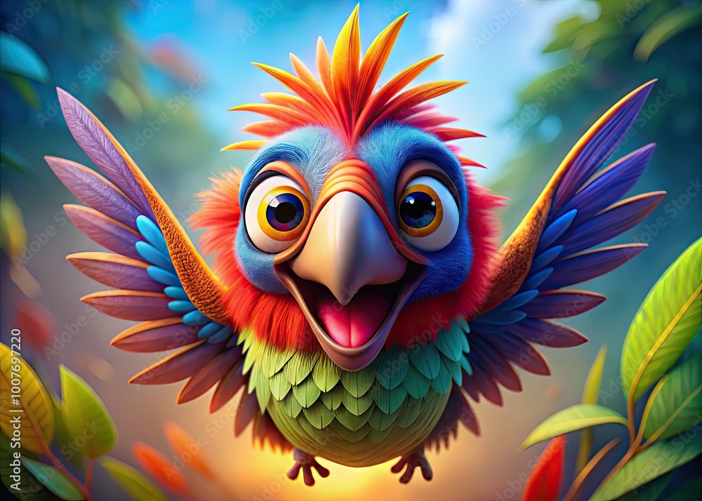 Silly cartoon bird with exaggerated features and vibrant colors, perfect for whimsical designs and fun art Silly cartoon bird with exaggerated features and vibrant colors, perfect for whimsical designs and fun art