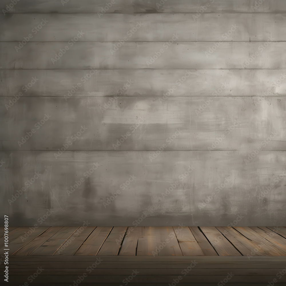 Industrial Concrete Wall with Wooden Floor Background Industrial Concrete Wall with Wooden Floor Background