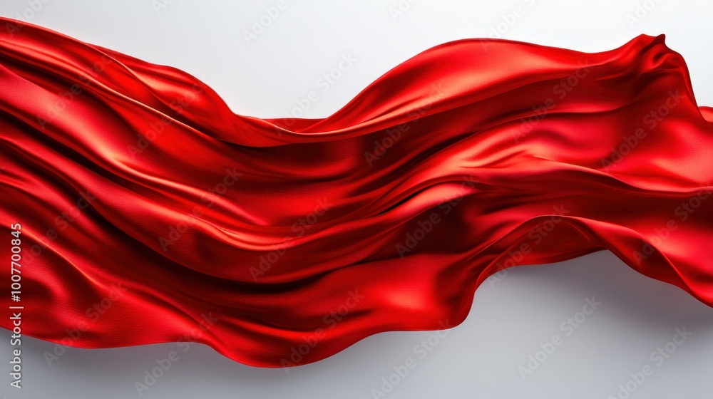 Red silk fabric waving smoothly on a white background. Red silk fabric waving smoothly on a white background.