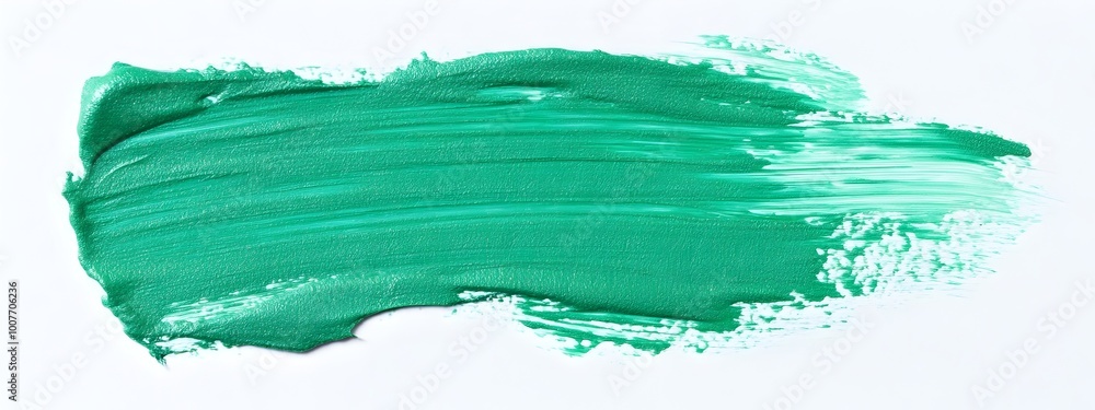 Textured Emerald Green Brushstroke on White Background Textured Emerald Green Brushstroke on White Background