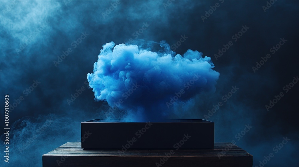 Blue Smoke Cloud Above a Wooden Platform Blue Smoke Cloud Above a Wooden Platform