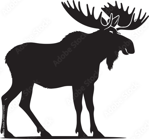 Moose silhouette vector black and white