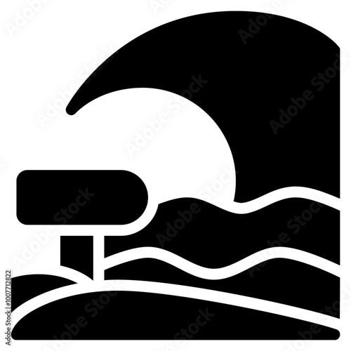 beach icon with glyph style. Suitable for website design, logo, app and UI. Based on the size of the icon in general, so it can be reduced.