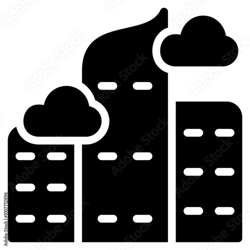 cityscape icon with glyph style. Suitable for website design, logo, app and UI. Based on the size of the icon in general, so it can be reduced.