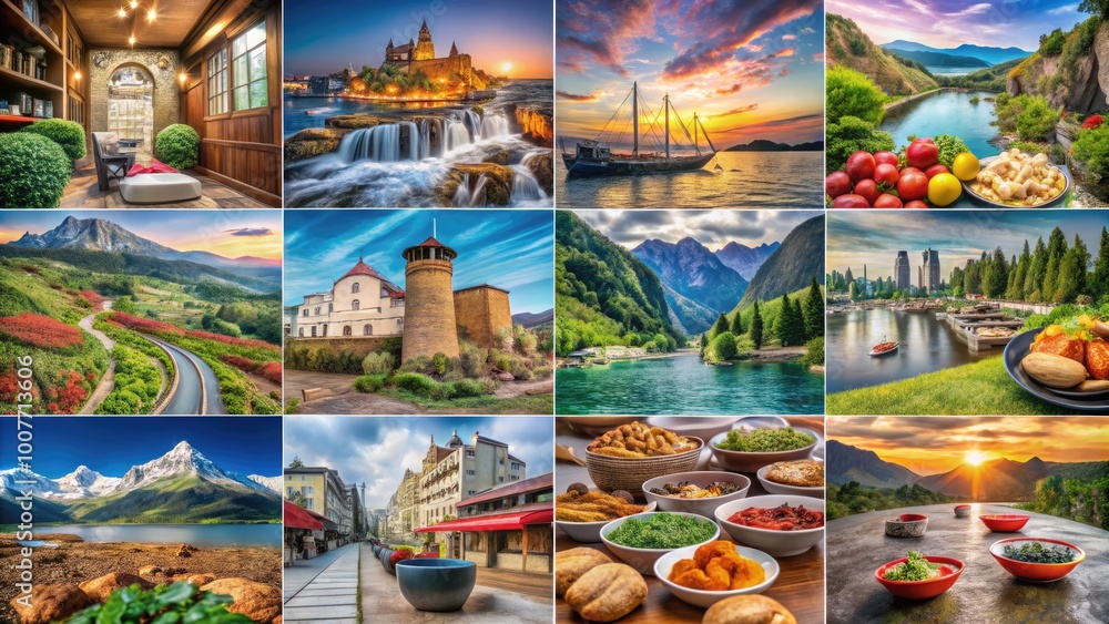 Vibrant 9 Image Collage Showcasing Nature, Architecture, Food, Travel, and Artistic Expressions Vibrant 9 Image Collage Showcasing Nature, Architecture, Food, Travel, and Artistic Expressions