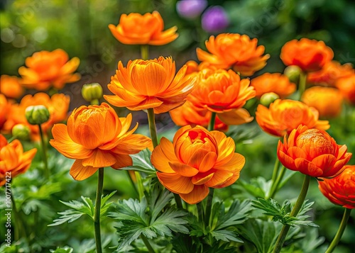 Wallpaper Mural Vibrant Blooming Trollius Asiaticus Bushes with Striking Orange Flowers in a Natural Garden Setting Torontodigital.ca
