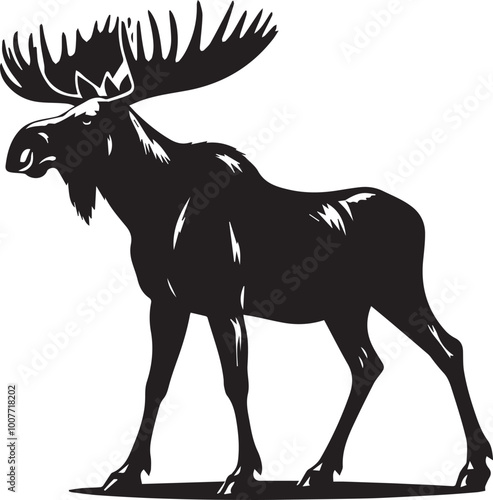 Moose silhouette vector black and white