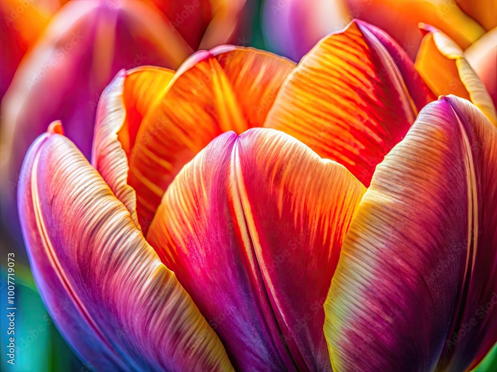Vibrant Close-Up of a Tulip Petal Showcasing Its Intricate Texture and Rich Color Variations Vibrant Close-Up of a Tulip Petal Showcasing Its Intricate Texture and Rich Color Variations