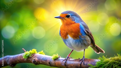 Vibrant Fecent Bird Perched on Branch Against a Soft Blurred Natural Background in Bright Light