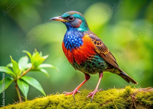 Vibrant Mudlark Bird Perched on a Branch in a Lush Green Environment Captured in Natural Habitat