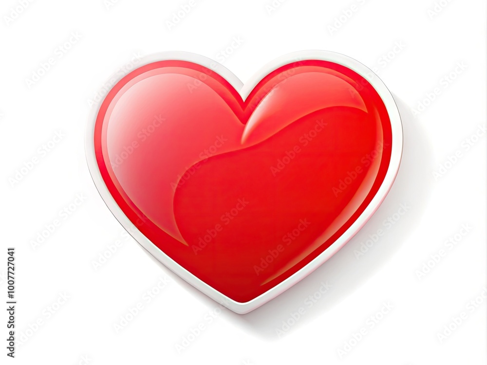 Vibrant Red Heart Shape Sticker Isolated on White Background for Love and Affection Themes Vibrant Red Heart Shape Sticker Isolated on White Background for Love and Affection Themes