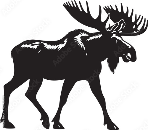 Moose silhouette vector black and white