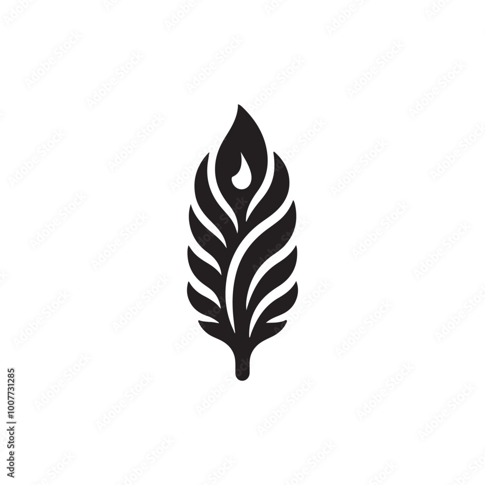 Creative Letter I silhouette vector icon with feather Creative Letter I silhouette vector icon with feather