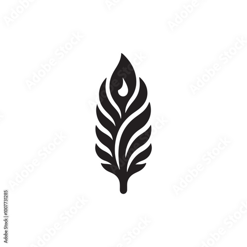 Creative Letter I silhouette vector icon with feather