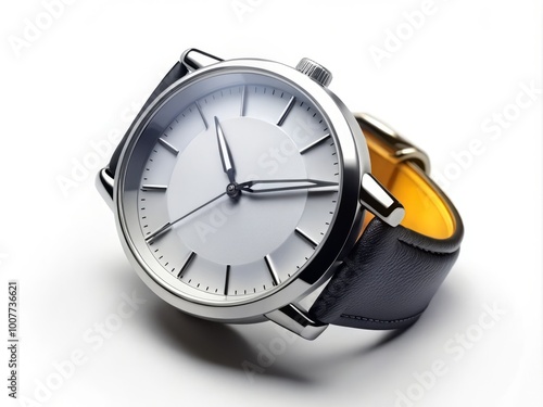 30, with sleek silver hands and bold black numerals on a clean white background, evoking punctuality and precision.