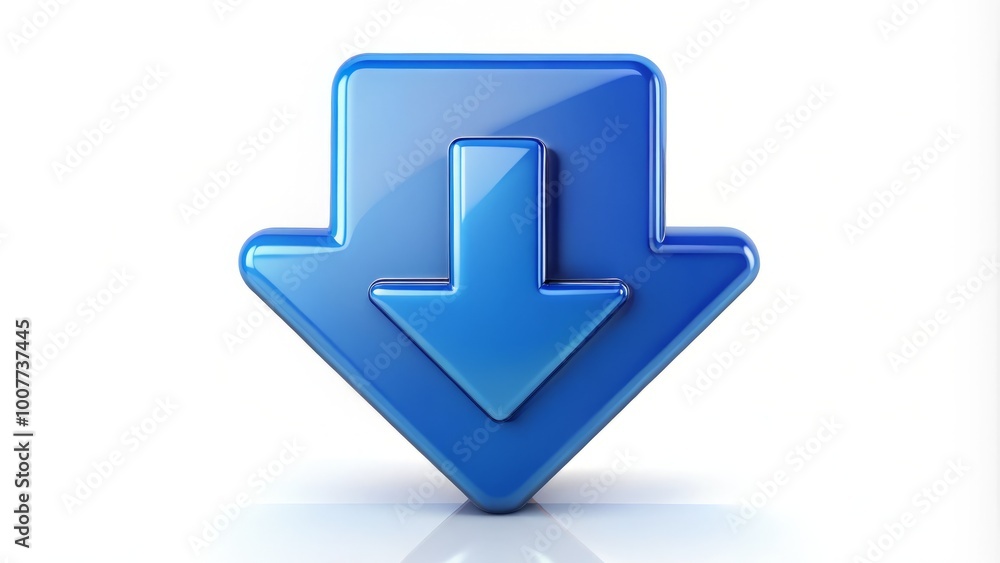 A blue arrow icon pointing downwards on a white background, symbolizing file download, data transfer, and digital A blue arrow icon pointing downwards on a white background, symbolizing file download, data transfer, and digital