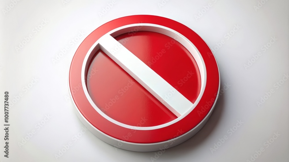 A bold red circle with a white interior and a diagonal line through it, symbolizing prohibition or warning A bold red circle with a white interior and a diagonal line through it, symbolizing prohibition or warning
